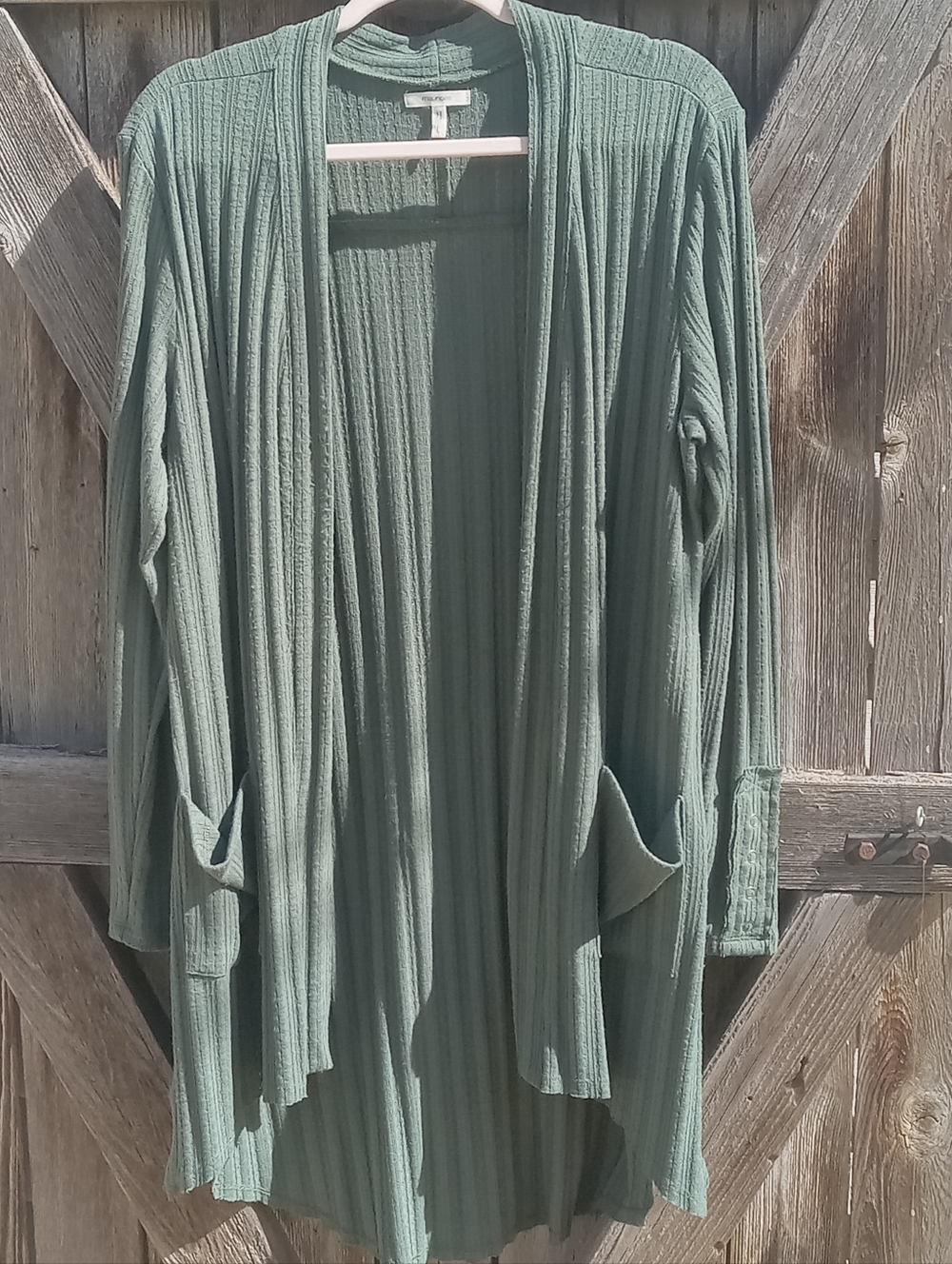 Maurices Snap Sleeve Open Front Duster Cardigan, L